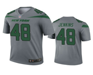 Men's New York Jets #48 Jordan Jenkins Gray Inverted Legend Jersey