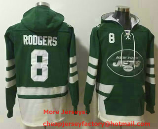 Men's New York Jets #8 Aaron Rodgers NEW Green Pocket Stitched NFL Pullover Hoodie