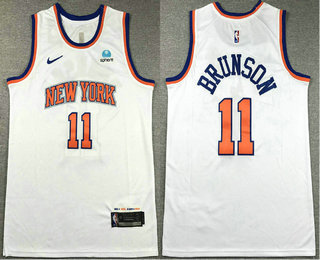 Men's New York Knicks #11 Jalen Brunson White Icon Sponsor Swingman Jersey