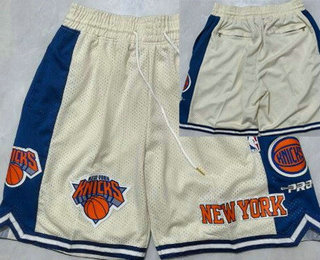 Men's New York Knicks Cream 2025 Just Don Shorts