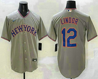 Men's New York Mets #12 Francisco Lindor Grey 2025 Limited Stitched Jersey
