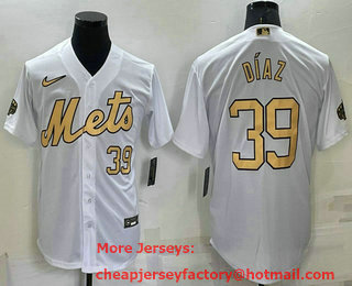 Men's New York Mets #39 Edwin Diaz Number White 2022 All Star Stitched Cool Base Nike Jersey