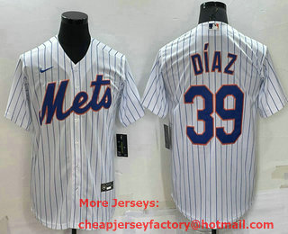 Men's New York Mets #39 Edwin Diaz White Stitched MLB Cool Base Nike Jersey
