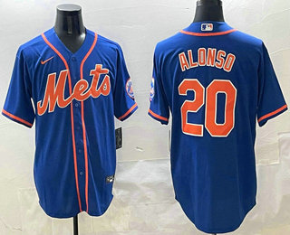 Men's New York Mets #20 Pete Alonso Blue Stitched Cool Base Nike Jersey