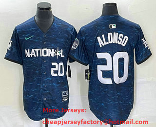 Men's New York Mets #20 Pete Alonso Number Royal 2023 All Star Cool Base Stitched Baseball Jersey