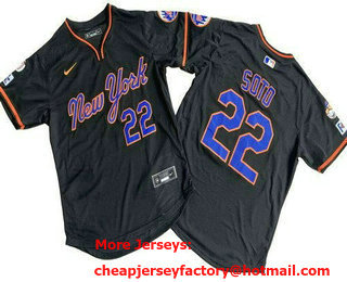 Men's New York Mets #22 Juan Soto Black Alternate Limited Jersey