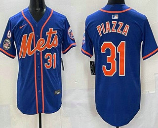 Men's New York Mets #31 Mike Piazza Blue 2025 Hall Of Fame Limited Jersey