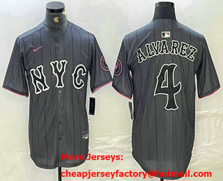 Men's New York Mets #4 Francisco Alvarez Gray 2024 City Connect Cool Base Stitched Jersey