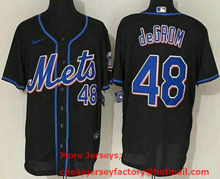 Men's New York Mets #48 Jacob deGrom Number Black Stitched MLB Cool Base Nike Jersey