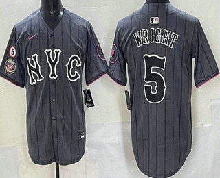 Men's New York Mets #5 David Wright Gray City 2025 Hall Of Fame Limited Jersey