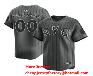 Men's New York Mets Customized Graphite 2024 City Connect Limited Stitched Baseball Jersey