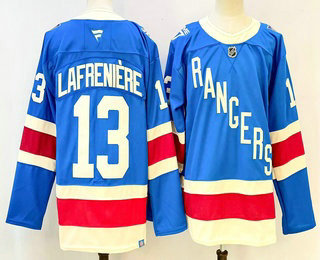 Men's New York Rangers #13 Alexis Lafreniere Blue Centennial Authentic Jersey