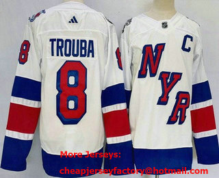 Men's New York Rangers #8 Jacob Trouba White 2024 Stadium Series Authentic Jersey