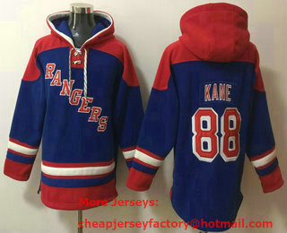 Men's New York Rangers #88 Patrick Kane Blue 2023 Ageless Must Have Lace Up Pullover Hoodie