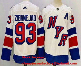 Men's New York Rangers #93 Mika Zibanejad White 2024 Stadium Series Authentic Jersey