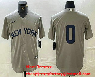 Men's New York Yankees #0 Marcus Stroman Gray Field of Dreams Cool Base Jersey