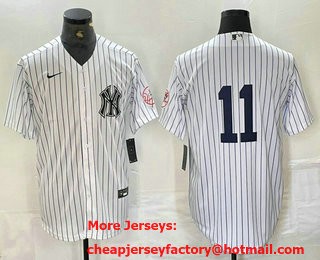 Men's New York Yankees #11 Anthony Volpe White With Patch 2024 Cool Base Stitched Jersey