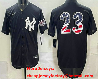 Men's New York Yankees #23 Don Mattingly Black 2026 USA 250 Fourth of July Home Stadium Stitched Jersey