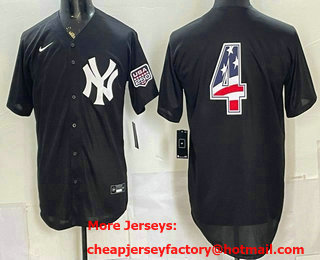 Men's New York Yankees #4 Lou Gehrig Black 2026 USA 250 Fourth of July Home Stadium Stitched Jersey