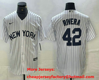 Men's New York Yankees #42 Mariano Rivera White 2024 Cool Base Stitched Jersey 11