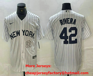 Men's New York Yankees #42 Mariano Rivera White 2024 Cool Base Stitched Jersey 12