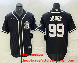 Men's New York Yankees #99 Aaron Judge Black White Cool Base Stitched Jersey
