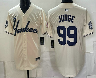 Men's New York Yankees #99 Aaron Judge Cream Limited Stitched Jersey