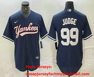 Men's New York Yankees #99 Aaron Judge Navy Cool Base Stitched Baseball Jersey 01