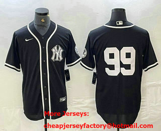 Men's New York Yankees #99 Aaron Judge No Name Black White Cool Base Stitched Jersey