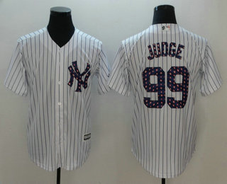 Men's New York Yankees #99 Aaron Judge White 2018 Stars & Stripes Stitched MLB Cool Base Jersey