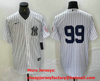 Men's New York Yankees #99 Aaron Judge White With Patch 2024 Cool Base Stitched Jersey