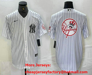 Men's New York Yankees Big Logo White With Patch 2024 Cool Base Stitched Jersey