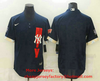 Men's New York Yankees Blank Navy Blue 2021 MLB All Star Stitched Flex Base Nike Jersey