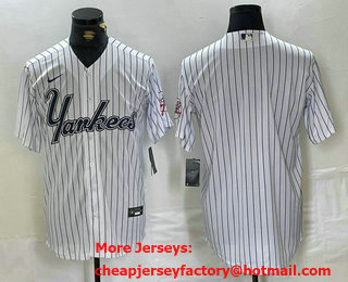Men's New York Yankees Blank White Pinstripe Fashion Cool Base Jersey