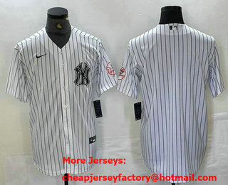 Men's New York Yankees Blank White With Patch 2024 Cool Base Stitched Jersey