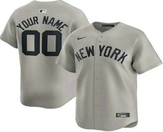 Men's New York Yankees Customized Gray Limited Jersey