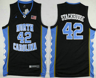 Men's North Carolina Tar Heels #42 Jerry Stackhouse Black College Basketball Swingman Jersey