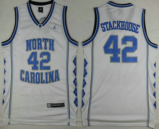 Men's North Carolina Tar Heels #42 Jerry Stackhouse White College Basketball Swingman Jersey