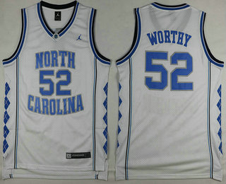 Men's North Carolina Tar Heels #52 James Worthy White College Basketball Swingman Jersey