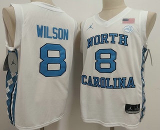 Men's North Carolina Tar Heels #8 Caleb Wilson White College Basketball Jersey