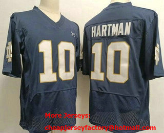 Men's Notre Dame Fighting Irish #10 Sam Hartman Elite Navy Player Name College Football Jersey