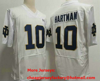 Men's Notre Dame Fighting Irish #10 Sam Hartman Elite White Player Name College Football Jersey
