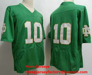 Men's Notre Dame Fighting Irish #10 Sam Hartman No Name Green College Football Jersey