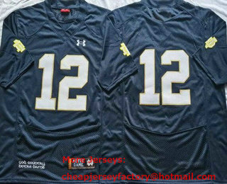 Men's Notre Dame Fighting Irish #12 Ian Book Navy College Football Jersey