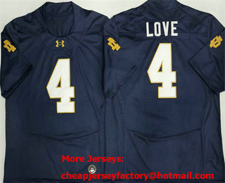 Men's Notre Dame Fighting Irish #4 Jeremiyah Love Navy Blue 2026 College Football Jersey