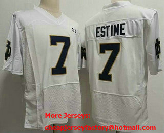 Men's Notre Dame Fighting Irish #7 Audric Estime Elite White Player Name College Football Jersey