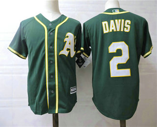 Men's Oakland Athletics #2 Khris Davis Green Cool Base Jersey