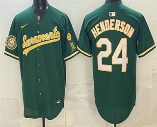 Men's Oakland Athletics #24 Rickey Henderson 2026 Green Alternate Sacramento Celebrating 125 Years Limited Jersey