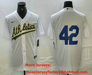 Men's Oakland Athletics #42 Jackie Robinson White Cool Base Stitched Baseball Jersey