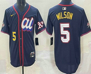 Men's Oakland Athletics #5 Jacob Wilson Navy 2025 All Star Limited Jersey
